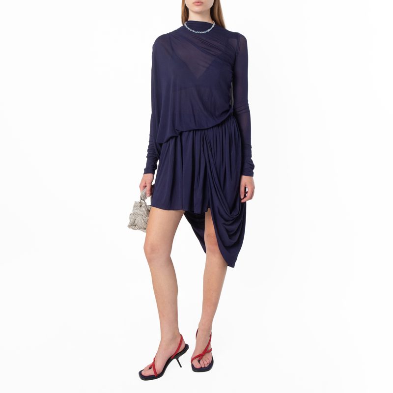 Asymmetric Drape Jersey Dress