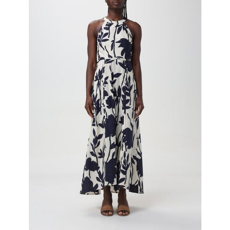 Brunello Cucinelli Blue Floral Cotton Halter Dress