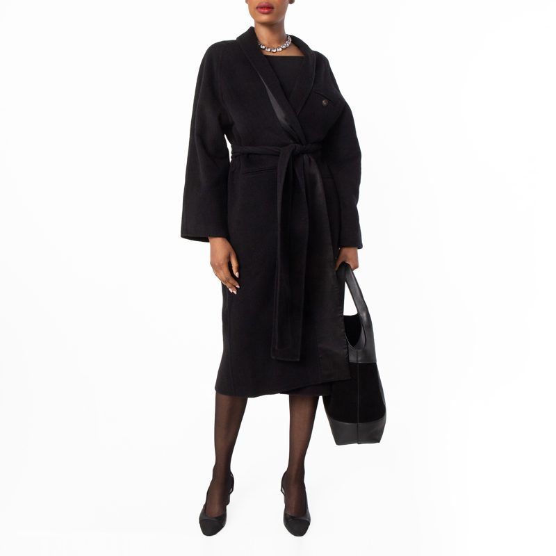 Belted Wrap Wool Coat_Black