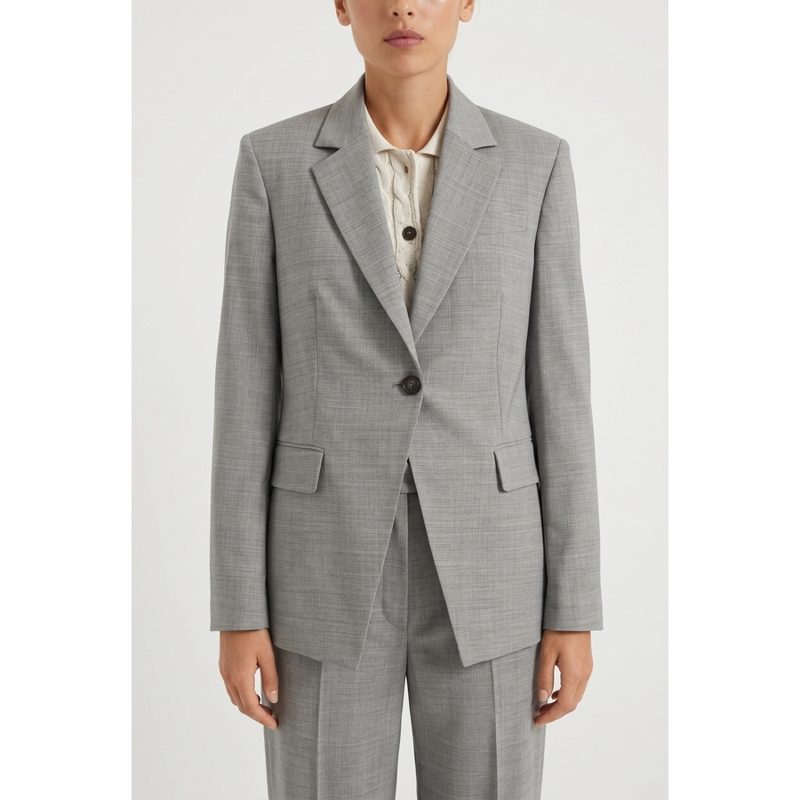 Brunello Cucinelli Wolight Grey Wool Tailored Blazer_Grey