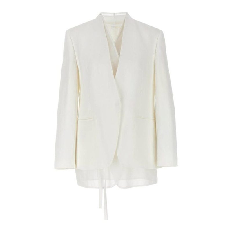 Brunello Cucinelli Wooff White Tailored Blazer_White