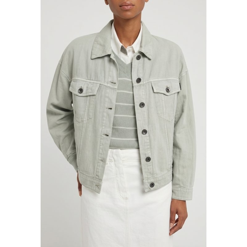 Brunello Cucinelli Wolight Green Linen Jacket_Green