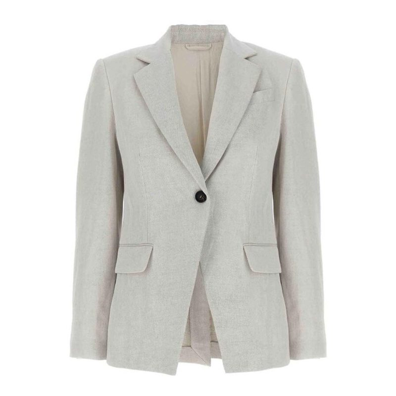 Brunello Cucinelli Wogesso Linen Cotton Tailored Blazer_Beige