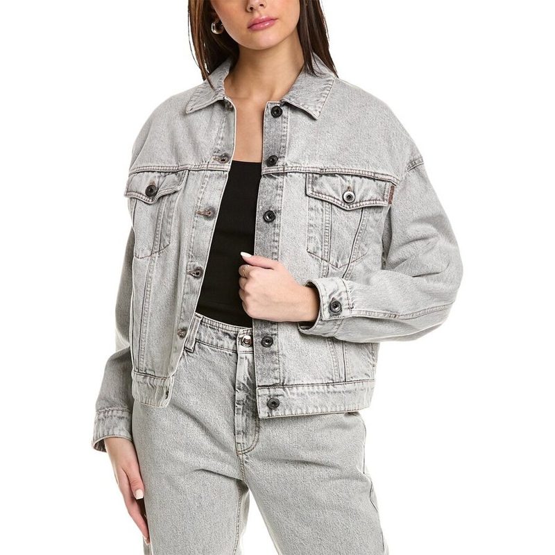 Brunello Cucinelli Wolight Grey Denim Jacket_Grey