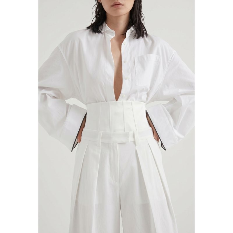 Brunello Cucinelli Wonatural Silk Structured Corset Belt_White