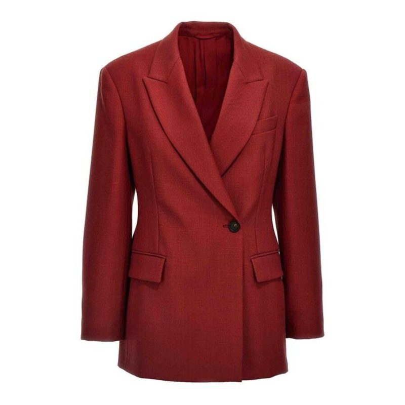 Brunello Cucinelli Red Tailored Single-Button Blazer_Red