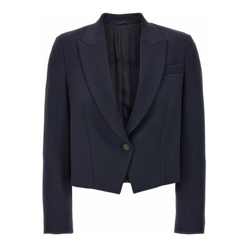 Brunello Cucinelli Navy Tailored Cropped Blazer_Navy