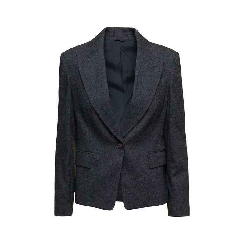 Brunello Cucinelli Dark Grey Tailored Blazer_Grey