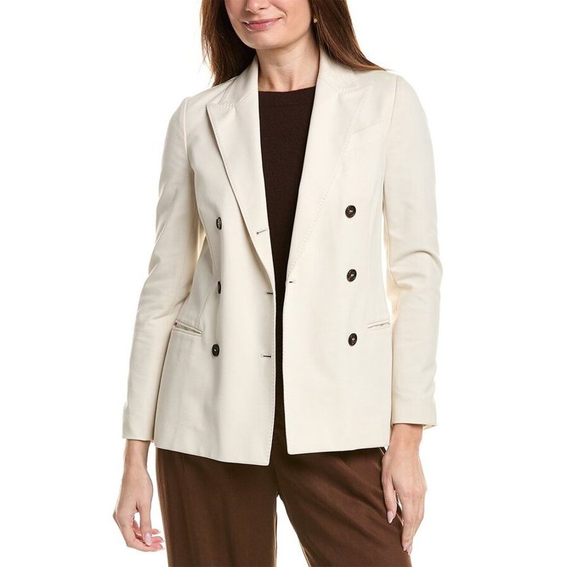 Brunello Cucinelli Vanilla Double-Breasted Tailored Jacket_Beige