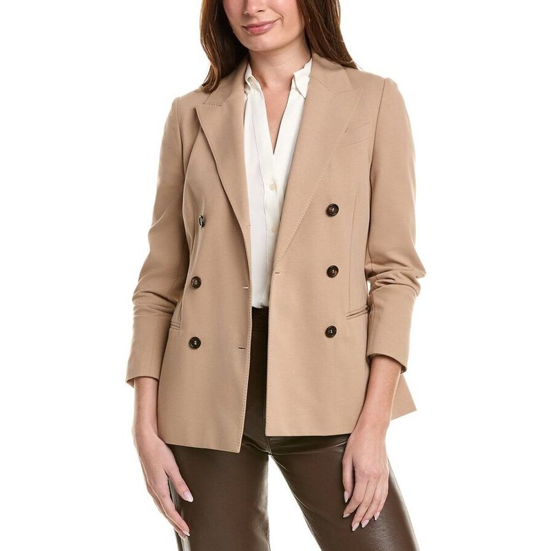 Brunello Cucinelli Almond Double-Breasted Deconstructed Blazer_Beige