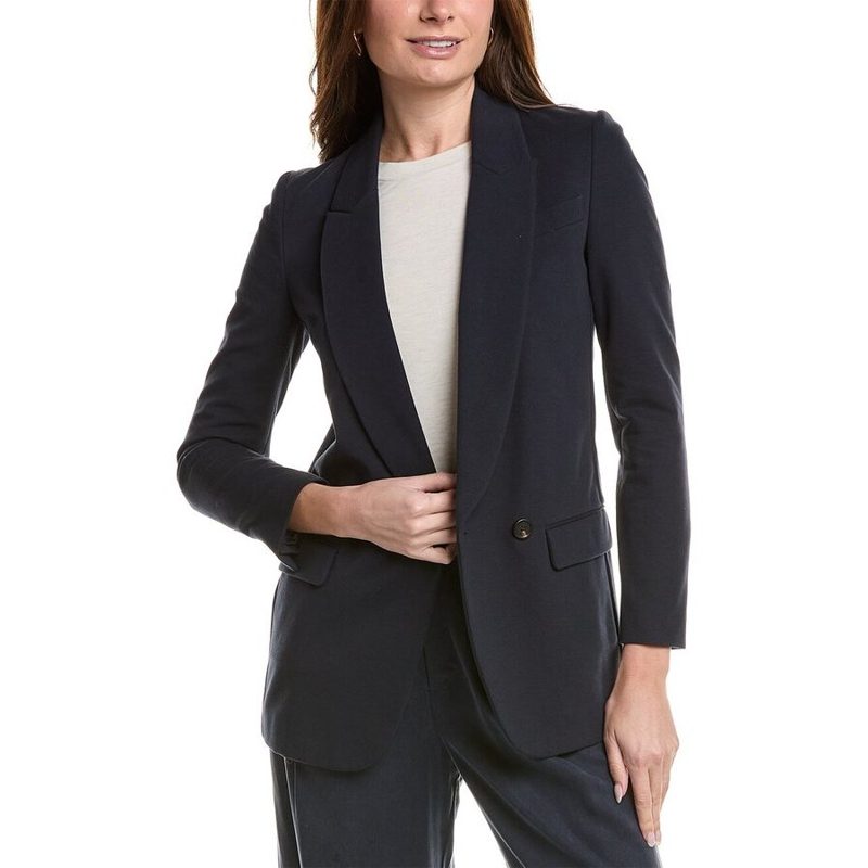 Brunello Cucinelli Navy Deconstructed Single-Button Blazer_Navy