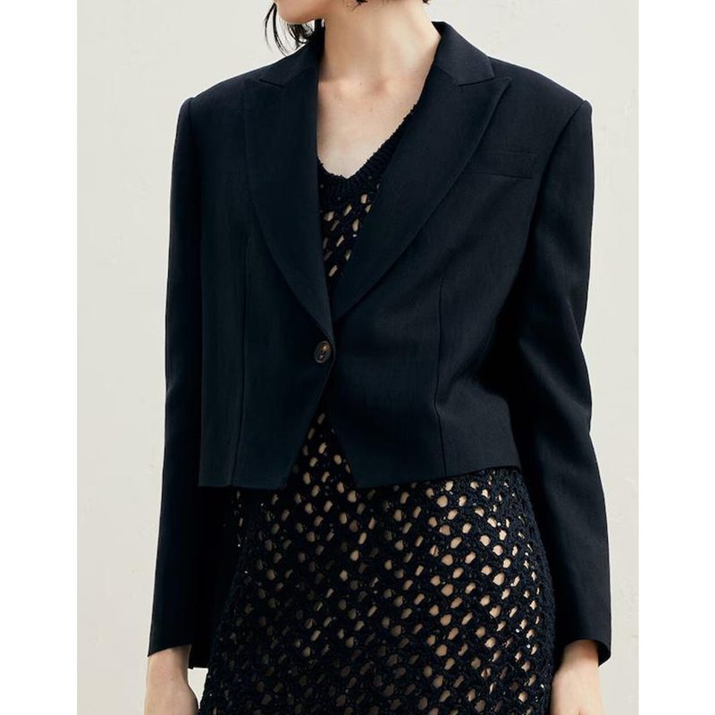 Brunello Cucinelli Black Cropped Blazer_Black