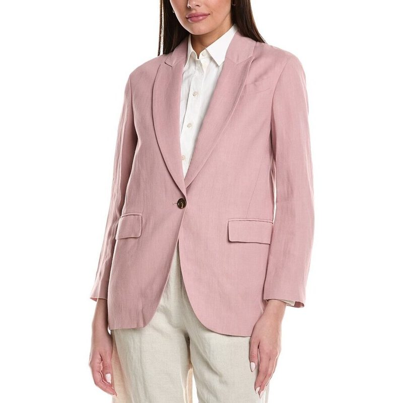 Brunello Cucinelli Blush Tailored Single-Button Blazer_Pink
