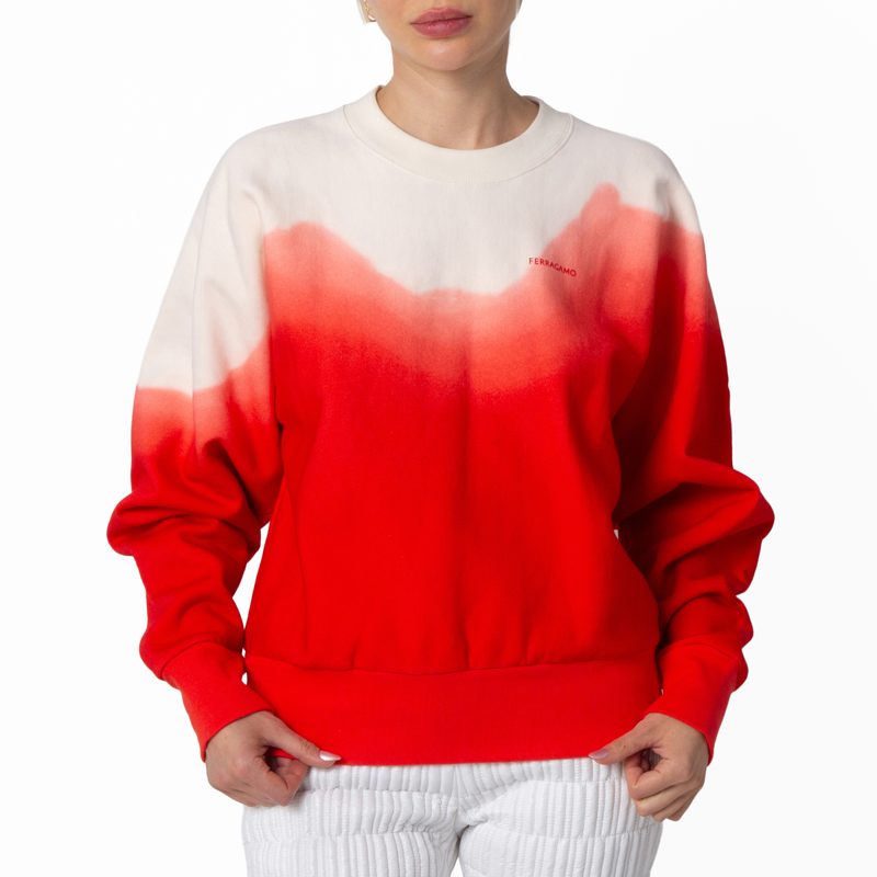 Dip-Dye Effect Cotton Sweatshirt_White Patterned Natural