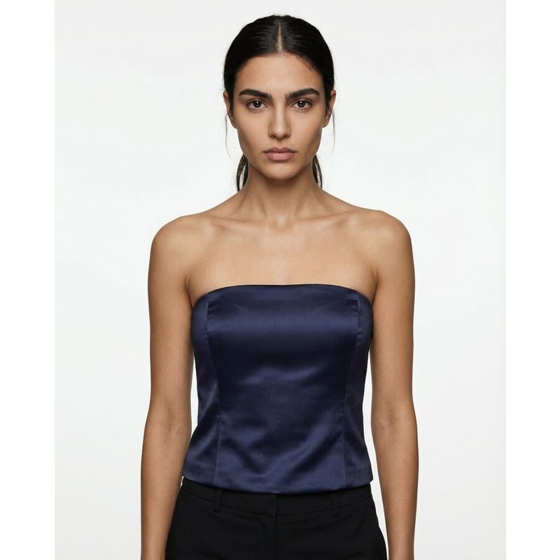 Brunello Cucinelli Wonavy Strapless Bustier Top_Navy