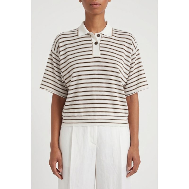 Brunello Cucinelli White Striped Wool Shirt_Multi-Color