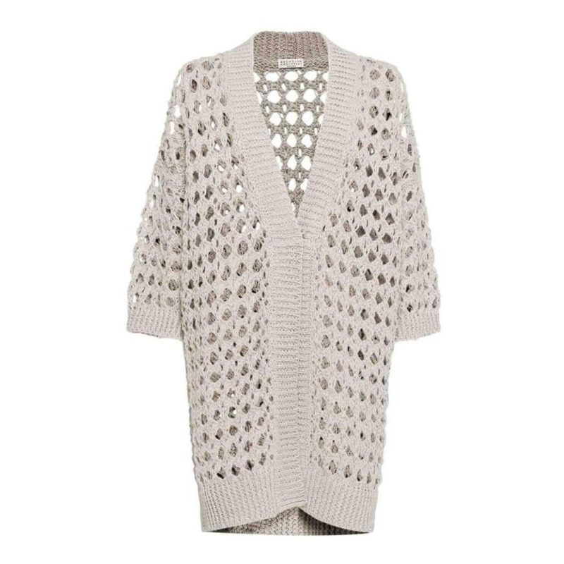 Brunello Cucinelli Wolight Beige Openwork Sweater_Beige
