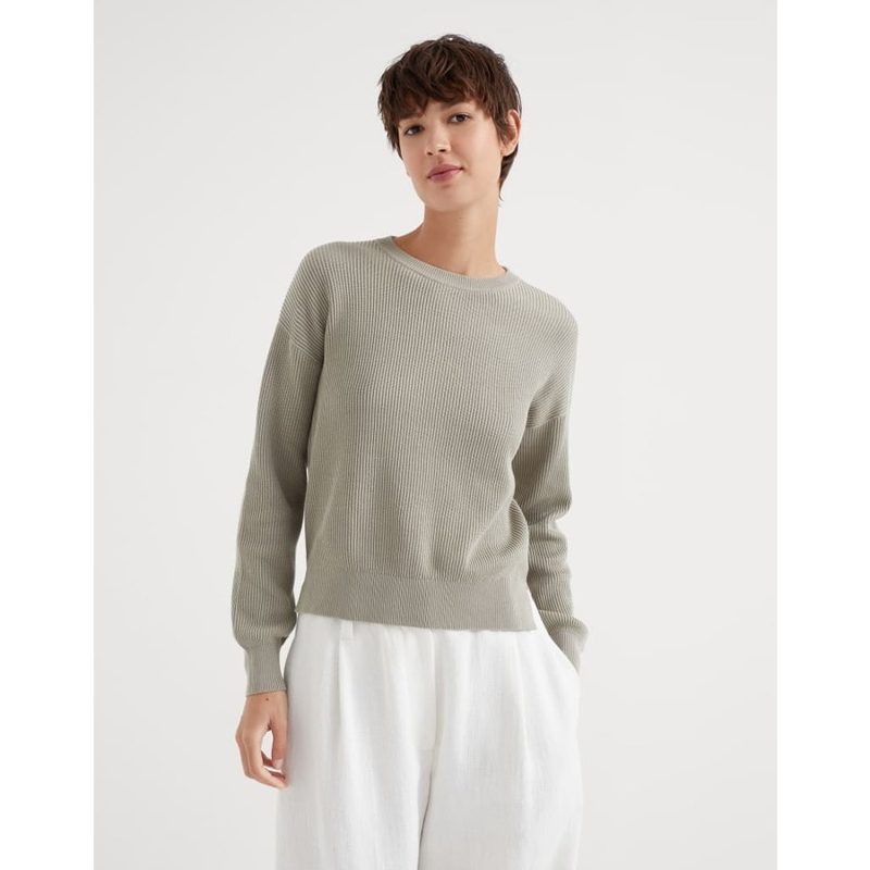 Brunello Cucinelli Wolight Grey Ribbed Sweater_Grey