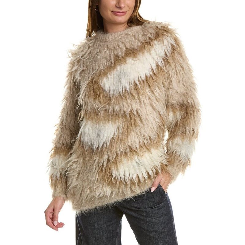 Brunello Cucinelli Beige Shaggy Knit Sweater_Beige