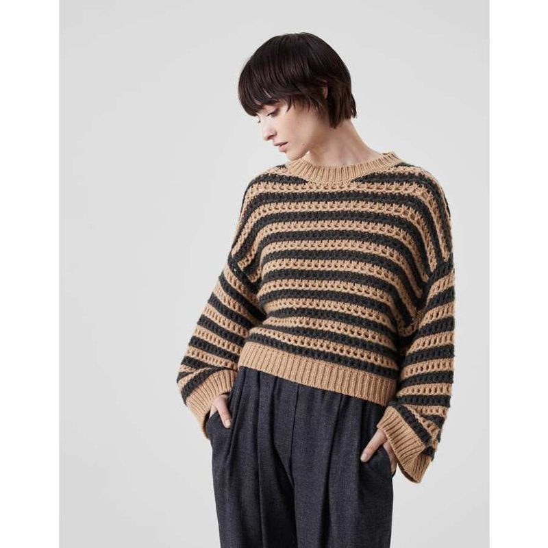 Brunello Cucinelli Striped Wool Silk Sweater_Multi-Color