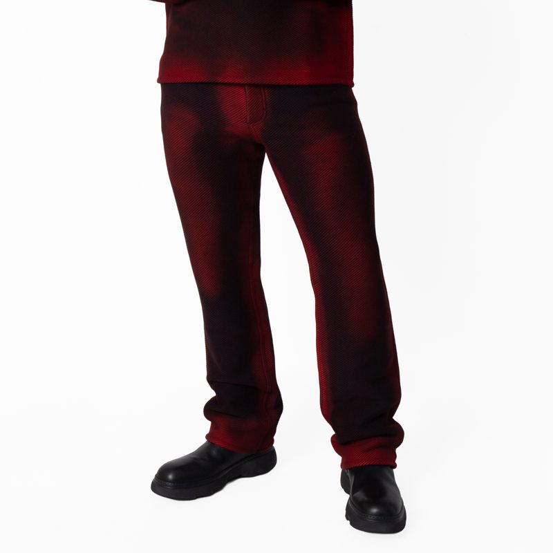 Denim Printed 5 Pocket Trousers_Red