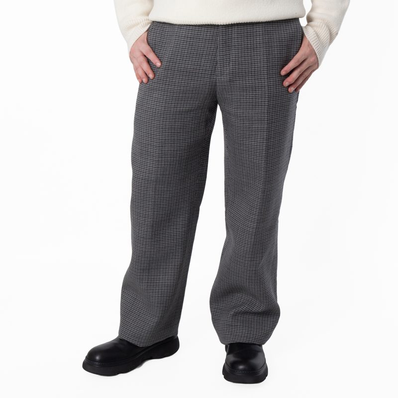 Houndstooth Wool Tailored Trousers_Smoked Pearl