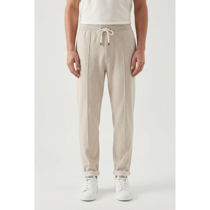 Brunello Cucinelli Light Beige Wool Trousers_Beige