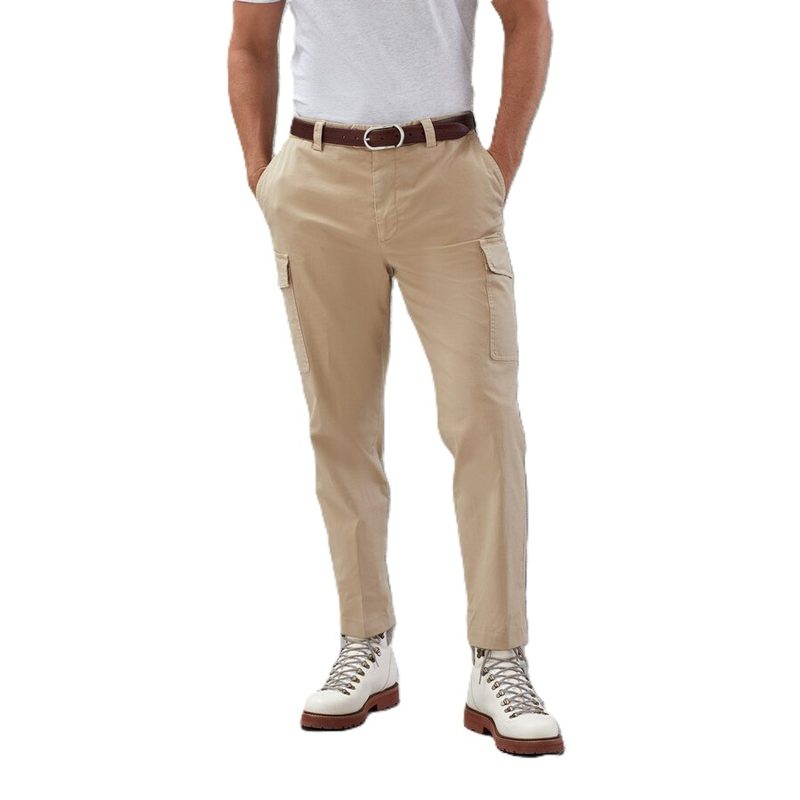 Brunello Cucinelli Beige Cotton Tapered Trousers_Beige