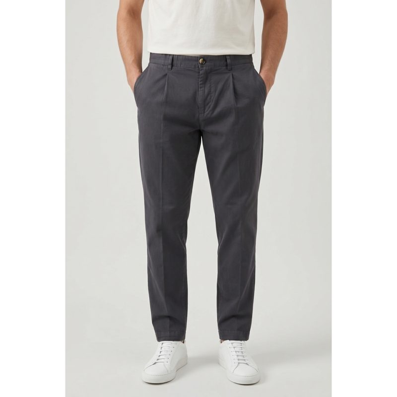 Brunello Cucinelli Dark Grey Pleated Trousers_Grey