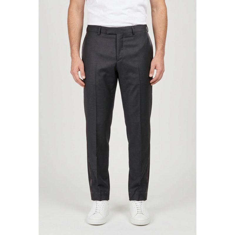 Brunello Cucinelli Dark Grey Wool Blend Trousers_Grey
