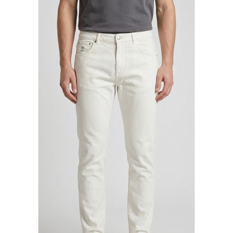 Brunello Cucinelli Off White Slim Jeans_White