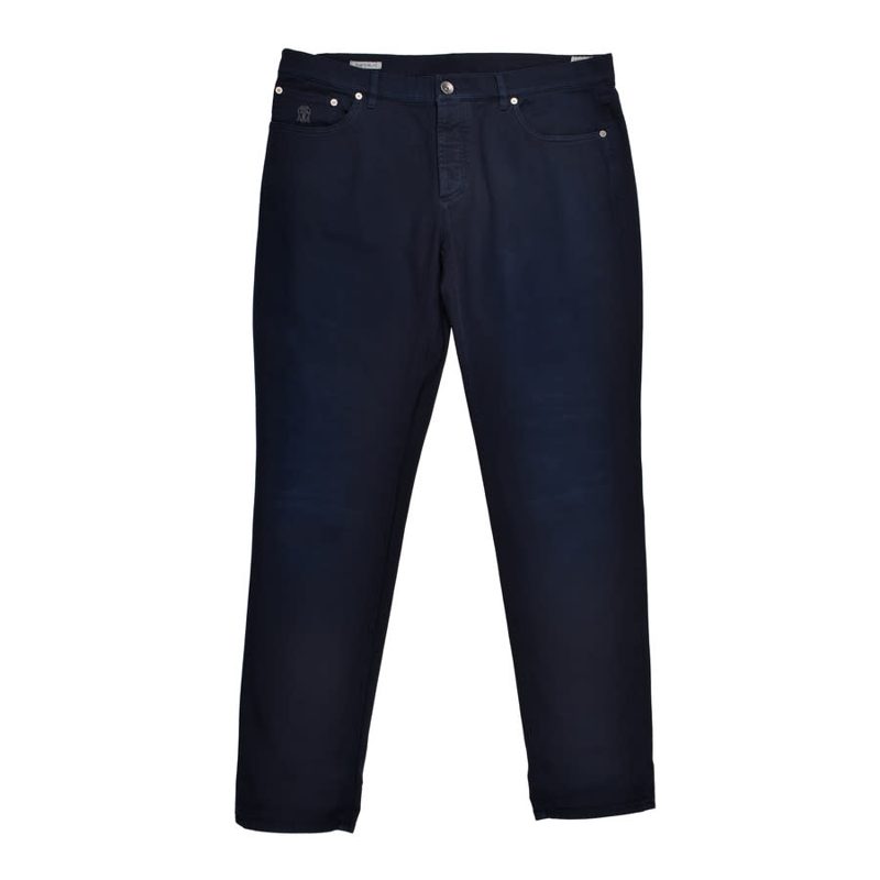 Brunello Cucinelli Dark Navy Traditional Fit Trousers_Navy