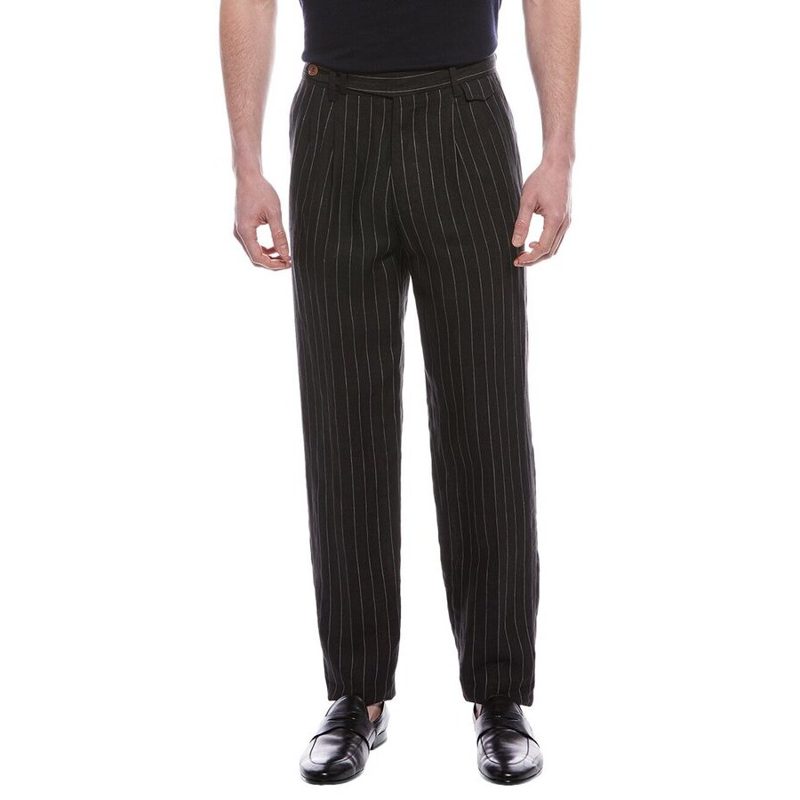 Brunello Cucinelli Black Pinstripe Tailored Trousers_Black