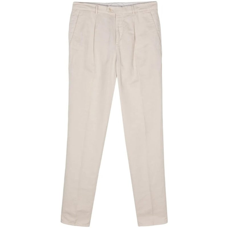 Brunello Cucinelli Beige Linen Blend Tailored Trousers_Beige