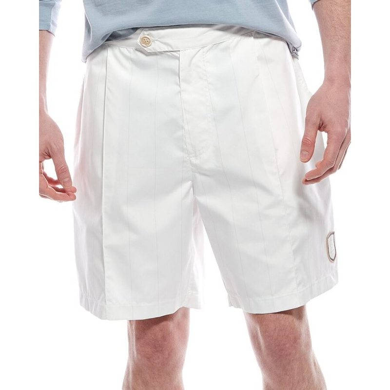 Brunello Cucinelli White Pleated Tailored Shorts_White