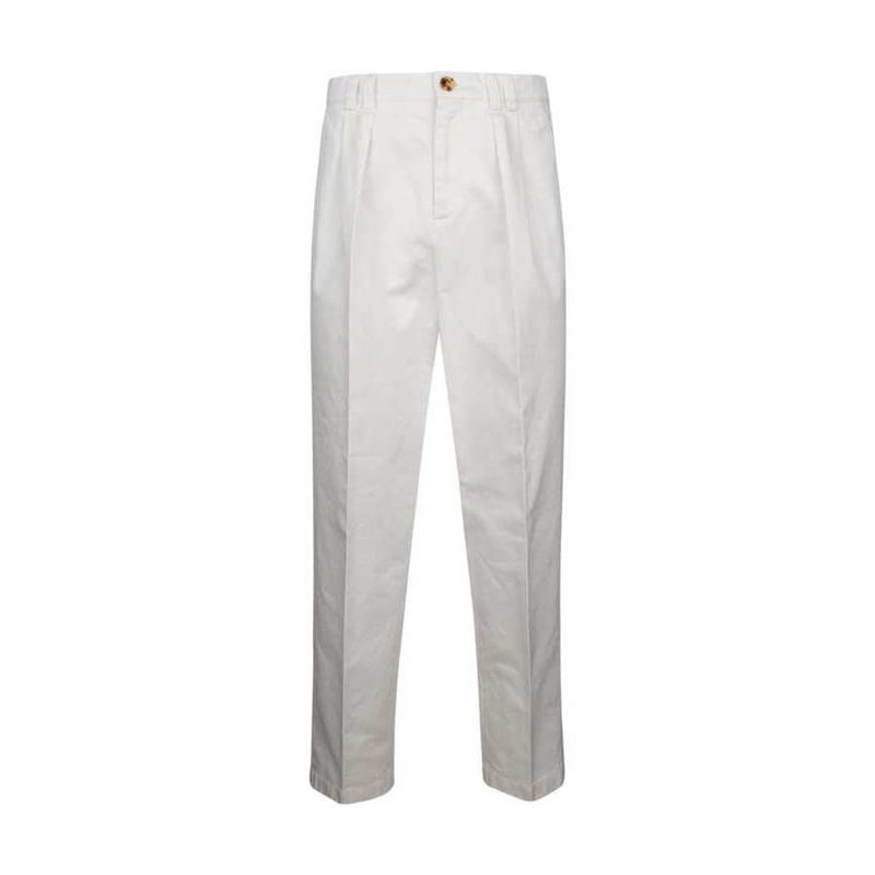 Brunello Cucinelli White Pleated Tailored Trousers_White