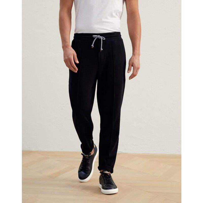 Brunello Cucinelli Black Tailored Drawstring Trousers_Black