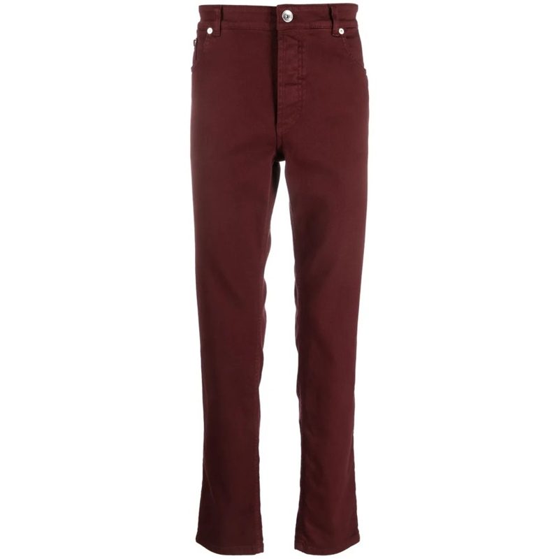 Brunello Cucinelli Burgundy Straight-Leg Trousers_Burgundy