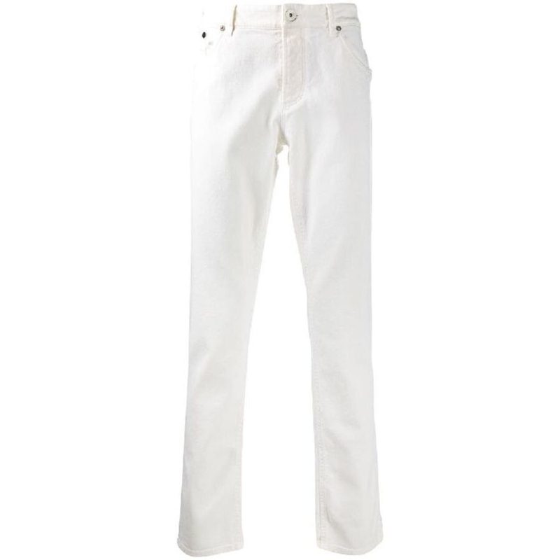 Brunello Cucinelli White Straight-Leg Trousers_White