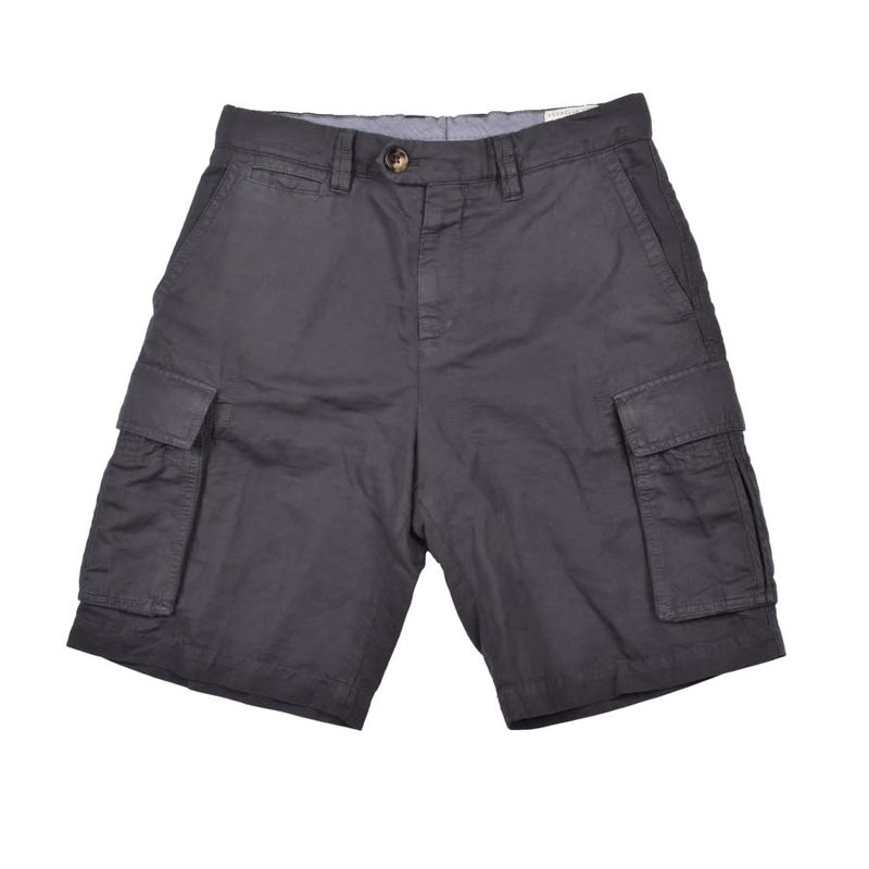 Brunello Cucinelli Anthracite Linen Blend Cargo Shorts_Grey