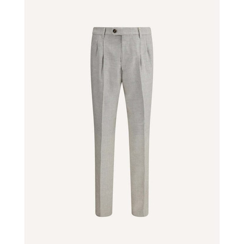 Brunello Cucinelli Gray Linen Wool Tailored Trousers_Grey