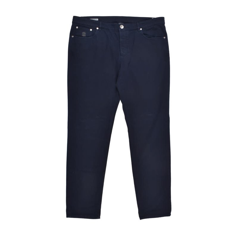 Brunello Cucinelli Dark Navy Five-Pocket Trousers_Navy