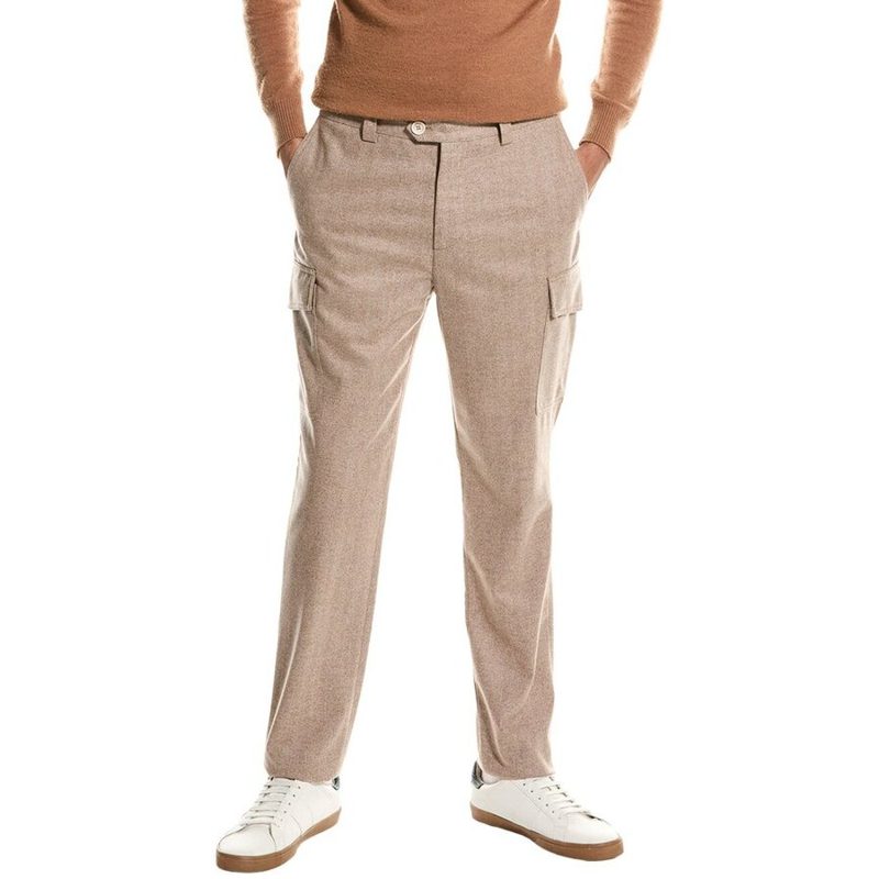 Brunello Cucinelli Brown Wool Cargo Trousers_Brown