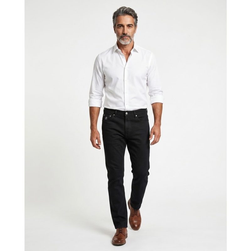 Brunello Cucinelli Black Five-Pocket Denim Trousers_Black