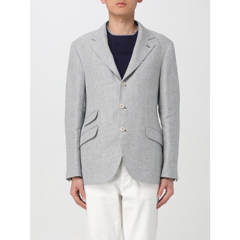 Brunello Cucinelli Light Grey Linen Jacket_Grey