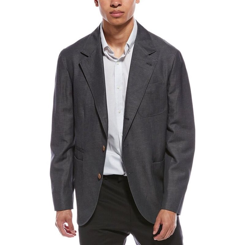 Brunello Cucinelli Charcoal Deconstructed Blazer_Grey