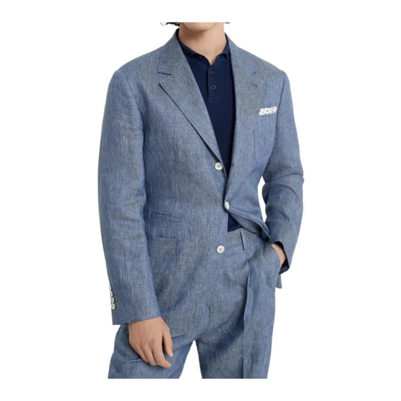 Brunello Cucinelli Blue Denim Tailored Blazer_Blue