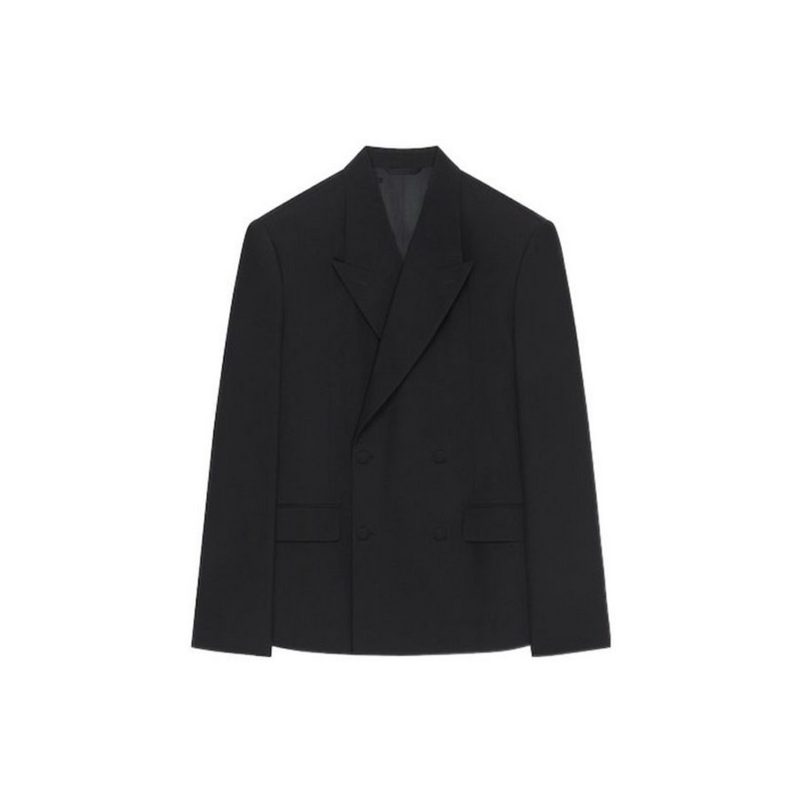 Peak Lapel Double Breasted Jacket Black_Black