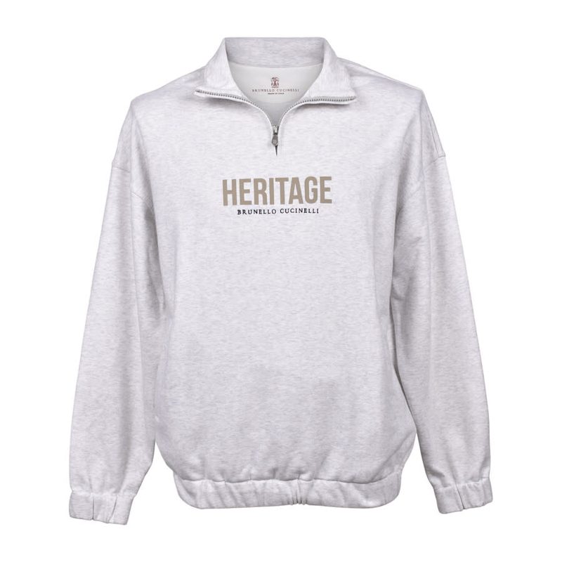 Brunello Cucinelli Pearl Quarter-Zip Sweatshirt_White