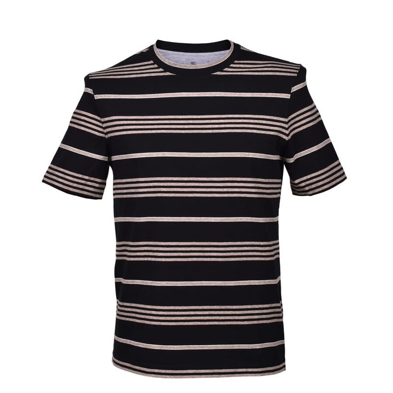 Brunello Cucinelli Black Striped Crew Neck T-Shirt_Black